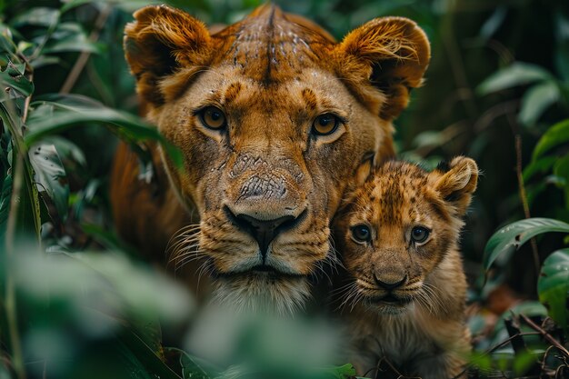 Как мама лев охраняет детенышей от опасностей в дикой природе