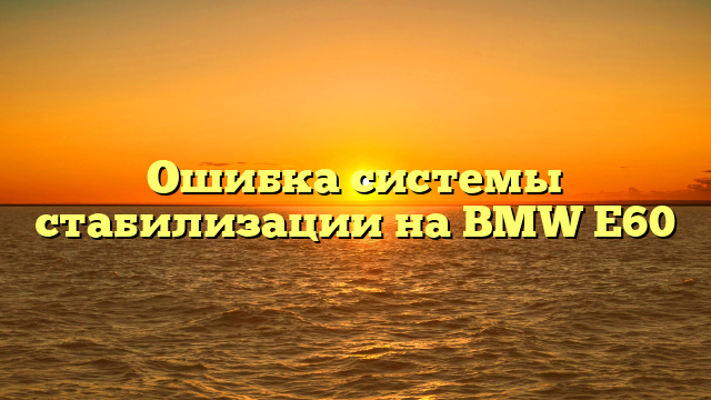 Ошибка системы стабилизации на BMW E60